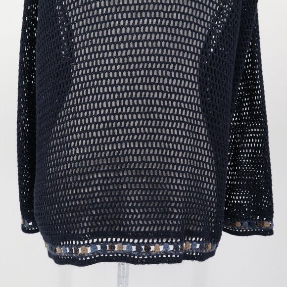 Norton Mcnaughton Open Knit Cardigan Womens M Navy Grannycore Cottagecore Boho - Picture 13 of 16